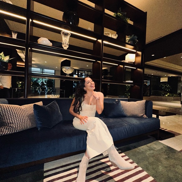 Zara Beige Lace-Up Midi Dress - Picture 6 of 7